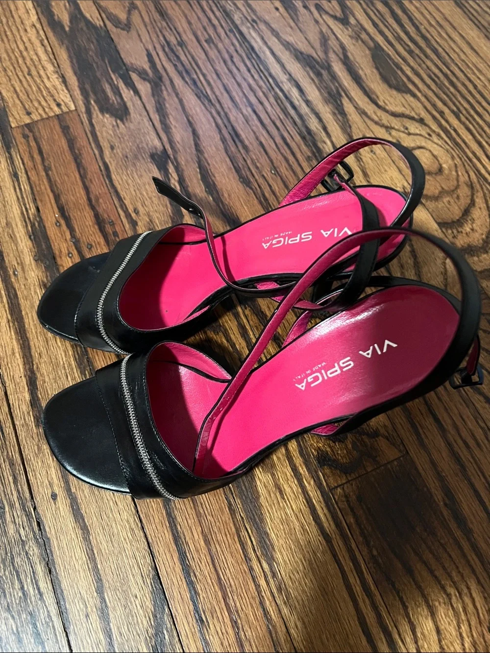 Via Spiga Black Slingback Heels with Pink Insole - Picture 4 of 4